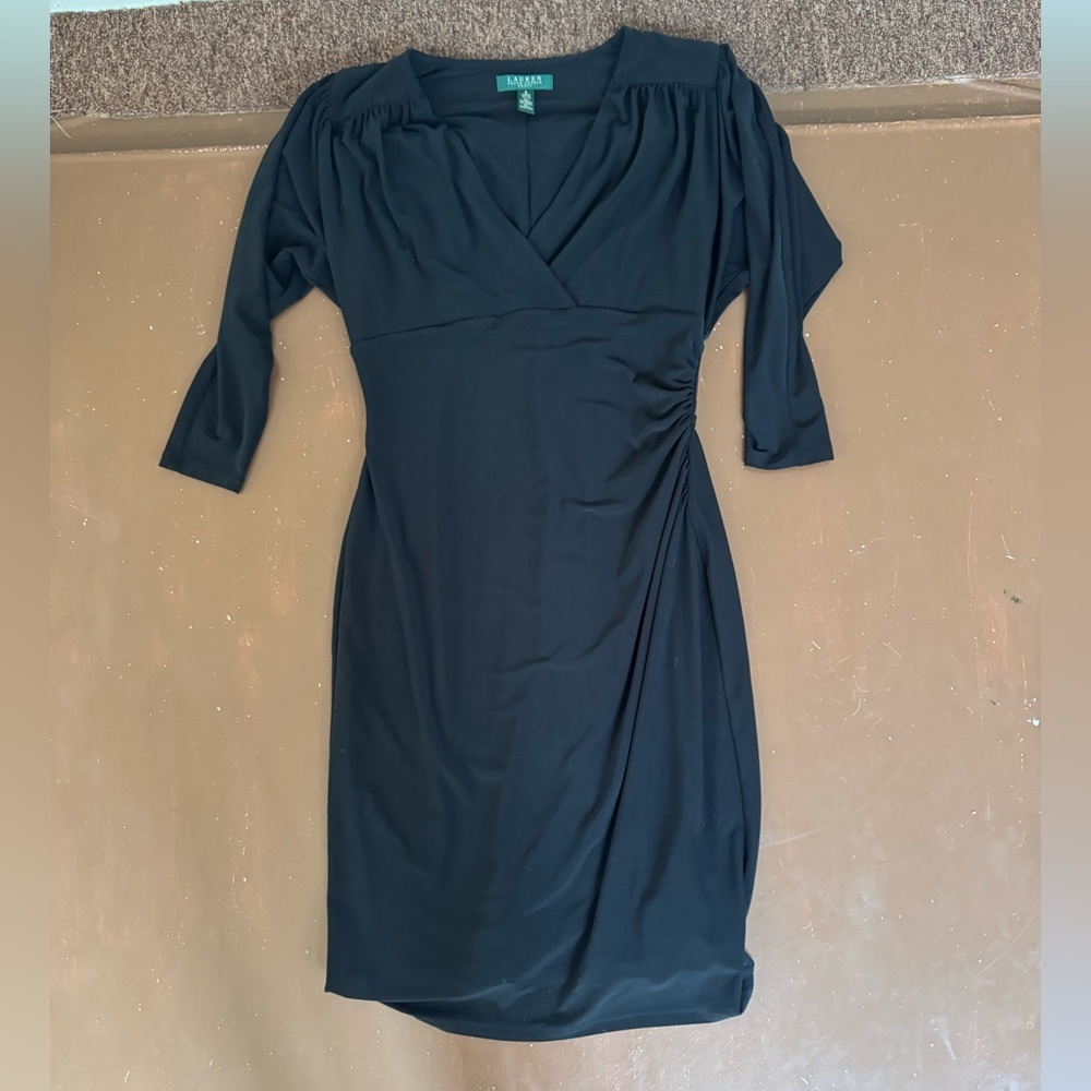 Lauren Ralph Lauren Black Long Sleeve Wrap-Style Dress